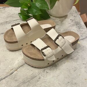 Altar’D State White Platform Sandals with Buckles size 7